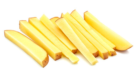 Stack of French Fries Close-Up on White Background