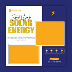 Solar energy panel and power saving social media post design