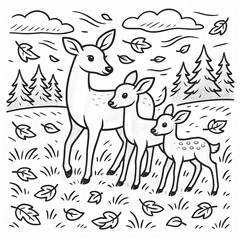Squirrel Autumn Coloring Page | Half Color Half Line Art | Printable Kids Activity | PDF Download