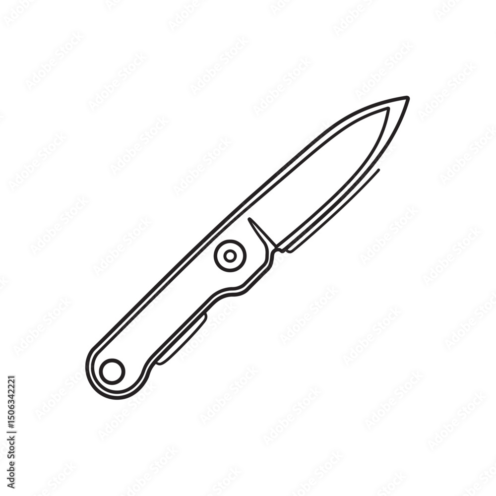 Poster simple folding knife sketch shows compact design with a transparent background