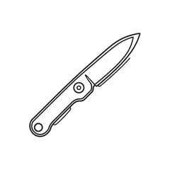 Obraz premium Simple folding knife sketch shows compact design with a transparent background