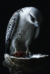 Peregrine Falcon on Seashell, Studio, Food, Hunting Pose