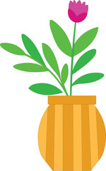 Gardening tool flower pot house plant green plant with pink flower