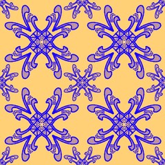 seamless pattern with blue flowers