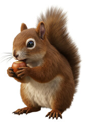 Obraz premium Isolated Squirrel Holds Nut Adorable Wildlife in Transparent Background