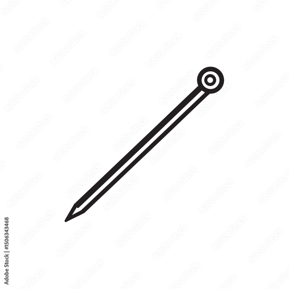 Poster simple line art drawing shows a metal skewer with a sharp point transparent