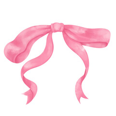Pink Coquette ribbon bow aesthetic watercolor illustration