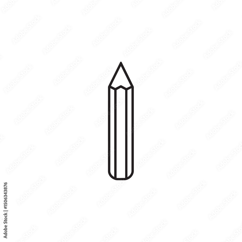 Poster simple line art showcases a minimalist pencil with a sharp point on transparent background