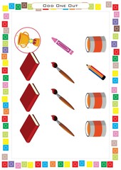 Worksheets for children – kids activity – take the odd one out