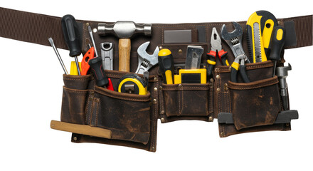 Isolated Toolbox Belt Illustration with Tools and Transparent Background