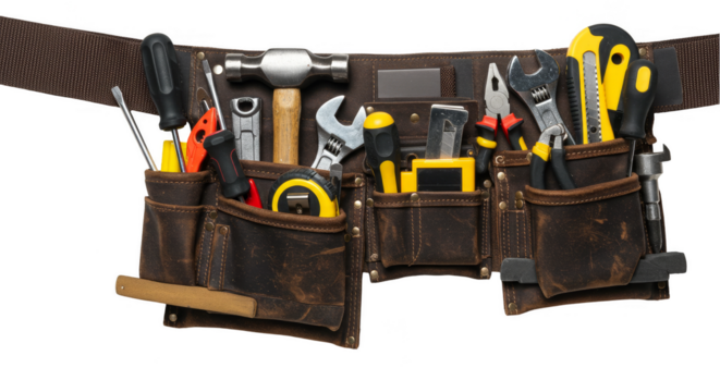 Isolated Toolbox Belt Illustration with Tools and Transparent Background