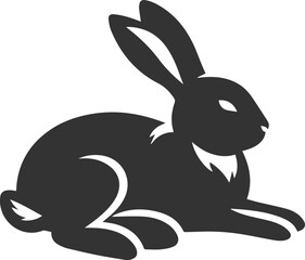 Black rabbit vector illustration animal silhouette