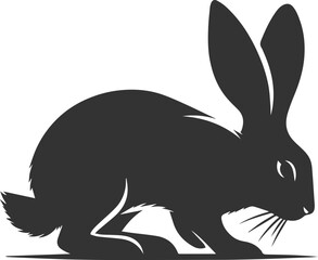 Black rabbit vector illustration animal silhouette