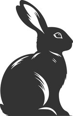 Black rabbit vector illustration animal silhouette