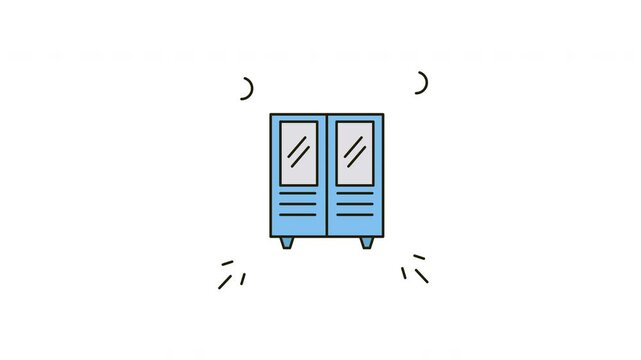 Animation Blue locker with two doors.