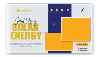 Solar energy panel and power saving webbanver and banner design