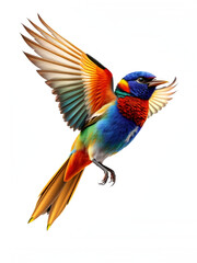 Fototapeta premium Australian Rainbow Finch Bird - Flying Around Loop - Realistic 3D animation isolated with alpha on transparent background