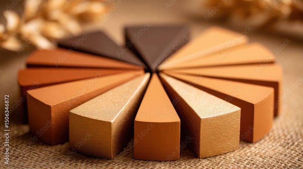 Aufkleber a wooden pie chart model representing investment risk summary with sections illustrating various asp