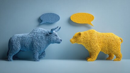 An artistic representation of a bear and a paper bear symbolizing dualism and inner dialogue in financial decision-making