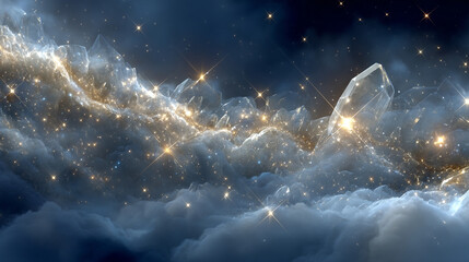 Abstract background of radiant, sparkling crystal shards. Reflective and multi-angled surfaces create a luminous, gem-like texture. Perfect for luxury, elegance, and futuristic design themes.

