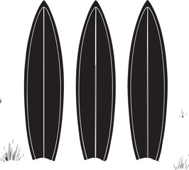 Surfboards vector illustration set for summer beach surfing sport design