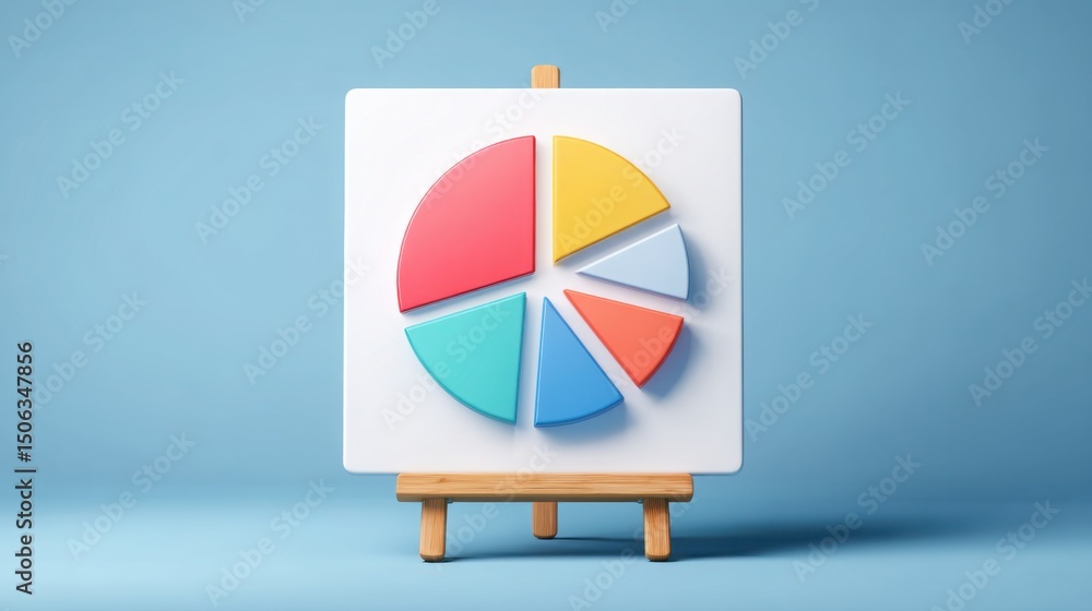 Poster pie chart on a base representing a multi-role budget canvas concept tool for diverse roles in financ