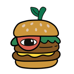 Burger with eyes cartoon
