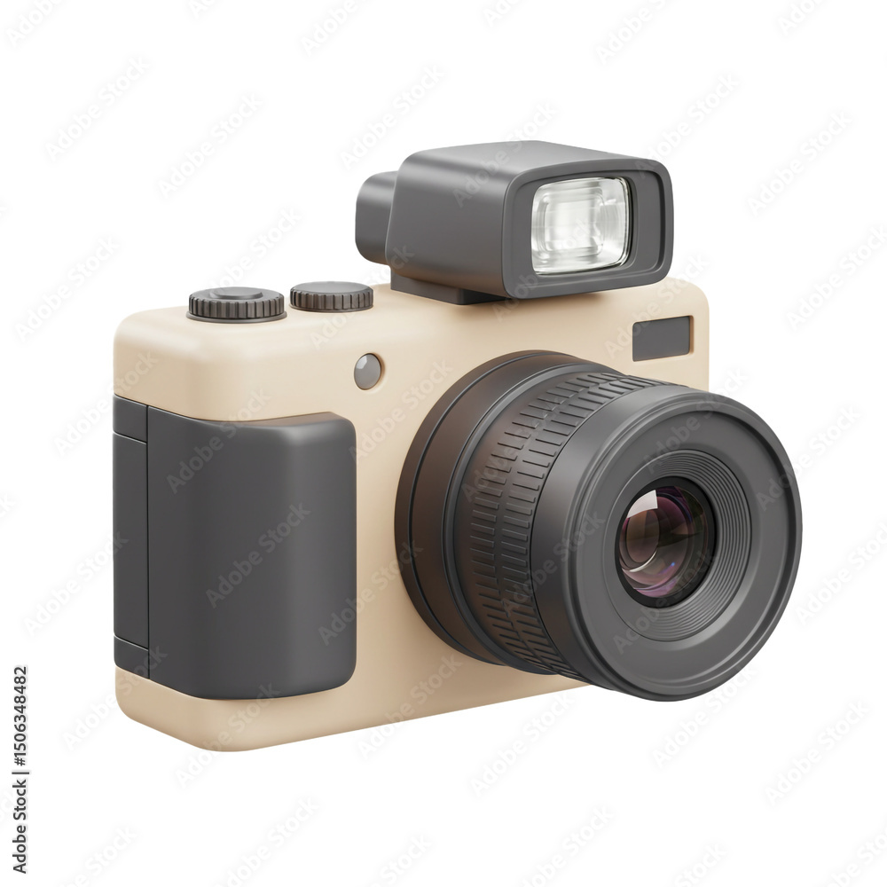 Aufkleber stylized digital camera 3d render featuring a muted color palette and geometric simplicity isolated 