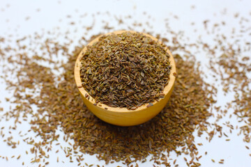 Dry organic dill seeds, herbal plant