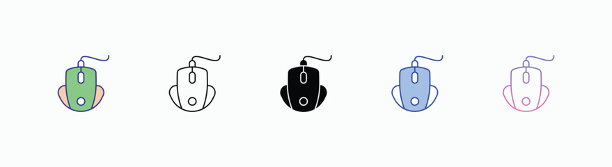 Gaming Mouse icons set in different style vector stock illustration