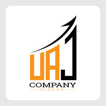 UAJ Company Logo Design Growth vector, UAJ Upward Arrow Business Success Logo vector, UAJ Corporate Branding Logo , UAJ logo design, UAJ simple and modern logo, UAJ business finance logo design, etc.