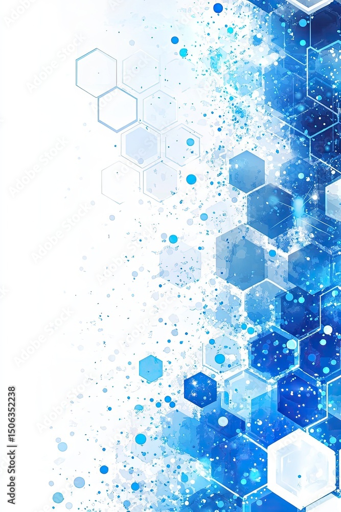 Poster abstract digital art with hexagonal patterns