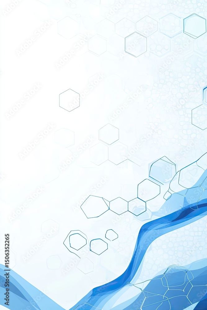 Poster abstract scientific backdrop with flowing lines and hexagonal shapes