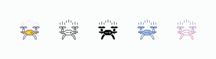 Drone icons set in different style vector stock illustration
