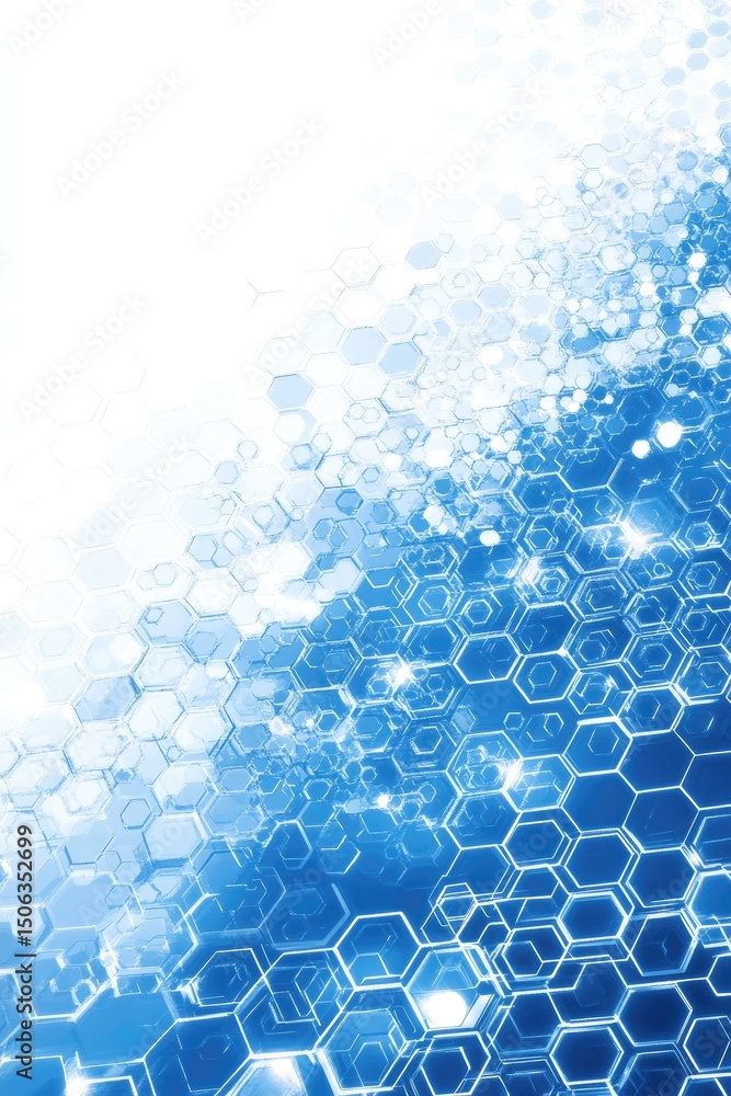 Poster abstract blue hexagonal pattern