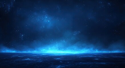 Fototapeta premium Cosmic, ethereal, blue glow on a dark stage