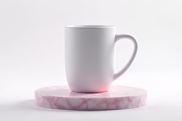 Elegant White Mug on a Pink Marble Base - Modern Design
