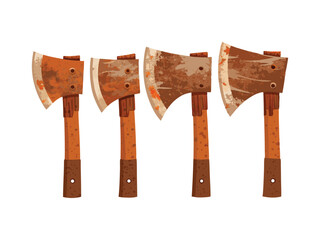 Rusty axes set illustration isolated on white background
