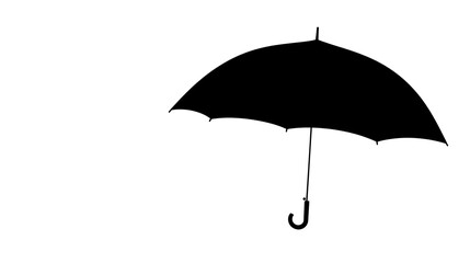 Silhouette of Open Umbrella with Handle Isolated on Transparent Background