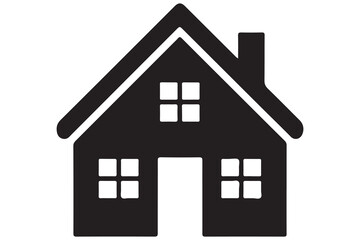 House icon silhouette in black on a clean white background for real estate design
