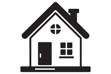 House icon silhouette in black on a clean white background for real estate design
