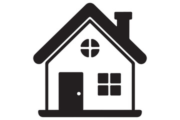 House icon silhouette in black on a clean white background for real estate design
