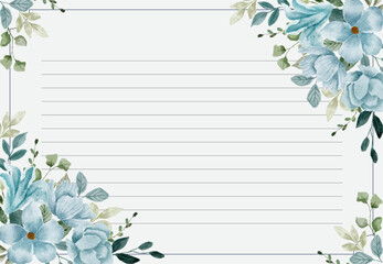 Naklejka premium light blue floral watercolor frame