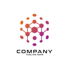 logotype letter A with dot and molecule concept logo template