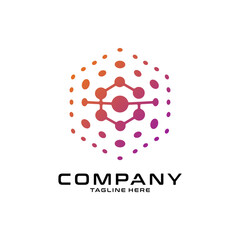 logotype letter G with dot and molecule concept logo template