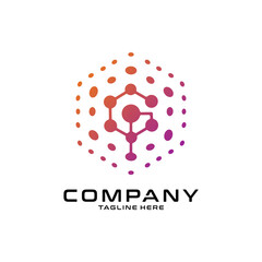 logotype letter G with dot and molecule concept logo template