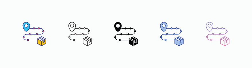 Delivery Route icons set in different style vector stock illustration