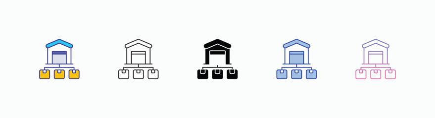 Fototapeta premium Distribution Center icons set in different style vector stock illustration