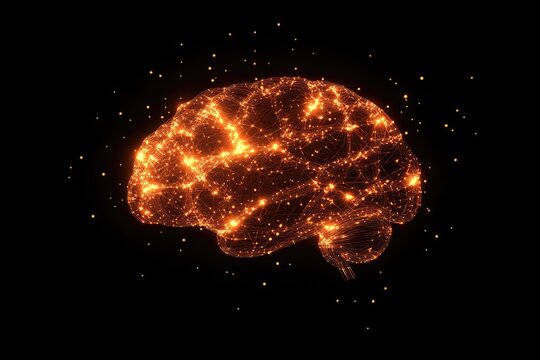 Burning brain, network of thoughts - Powered by Adobe