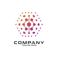 logotype letter N with dot and molecule concept logo template